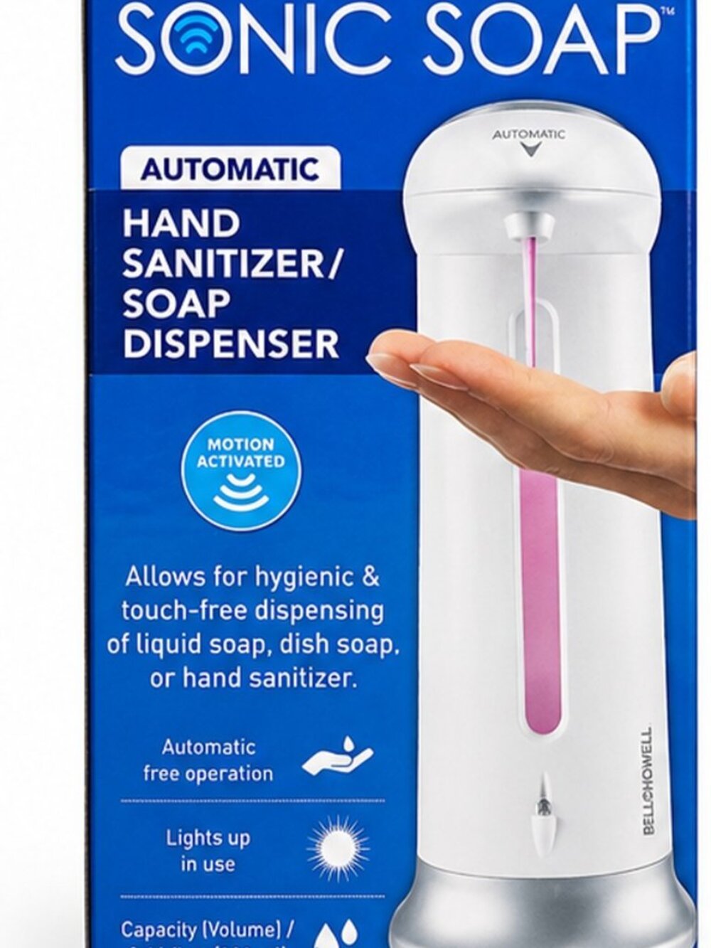 Bell+Howell Sonic Soap Automatic Touchless Soap & Hand Sanitizer Dispenser